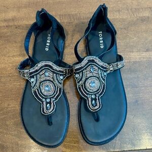 Torrid Black Beaded Sandals 12 W